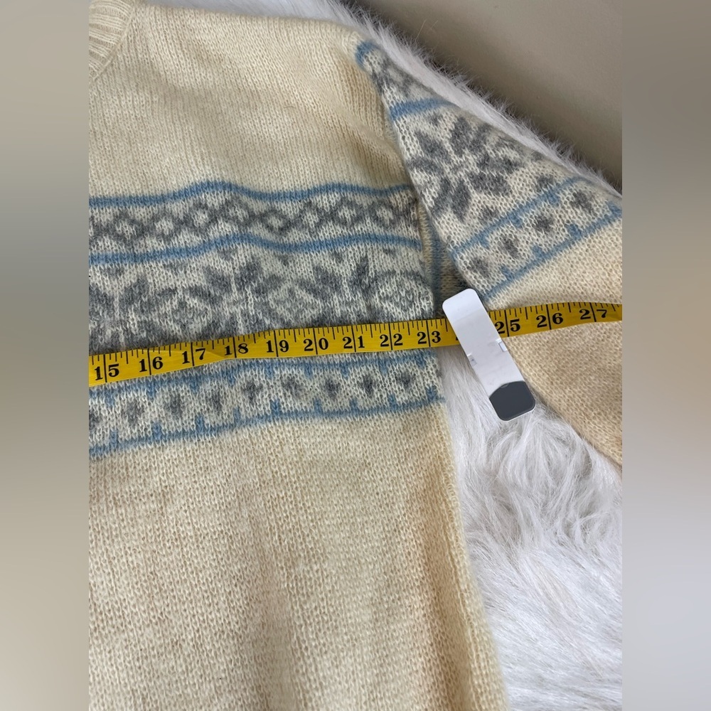 Vintage Icelandic ice knit Nordic ivory and Blue wool Sweater - Picture 8 of 12